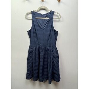 Gap‎ Dress Womens 6 Navy Blue Fit and Flare Striped V-Neck Sleeveless Pockets